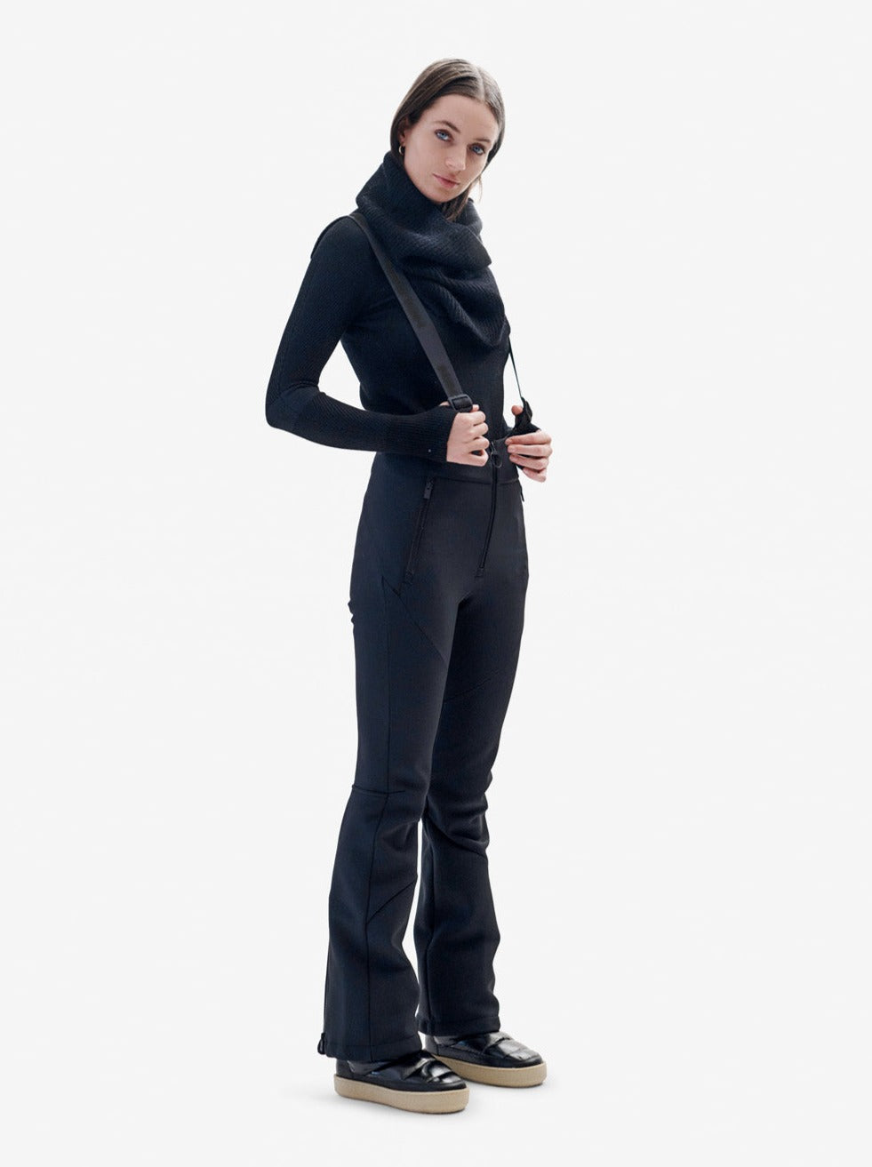 Women's high-waisted softshell ski pants