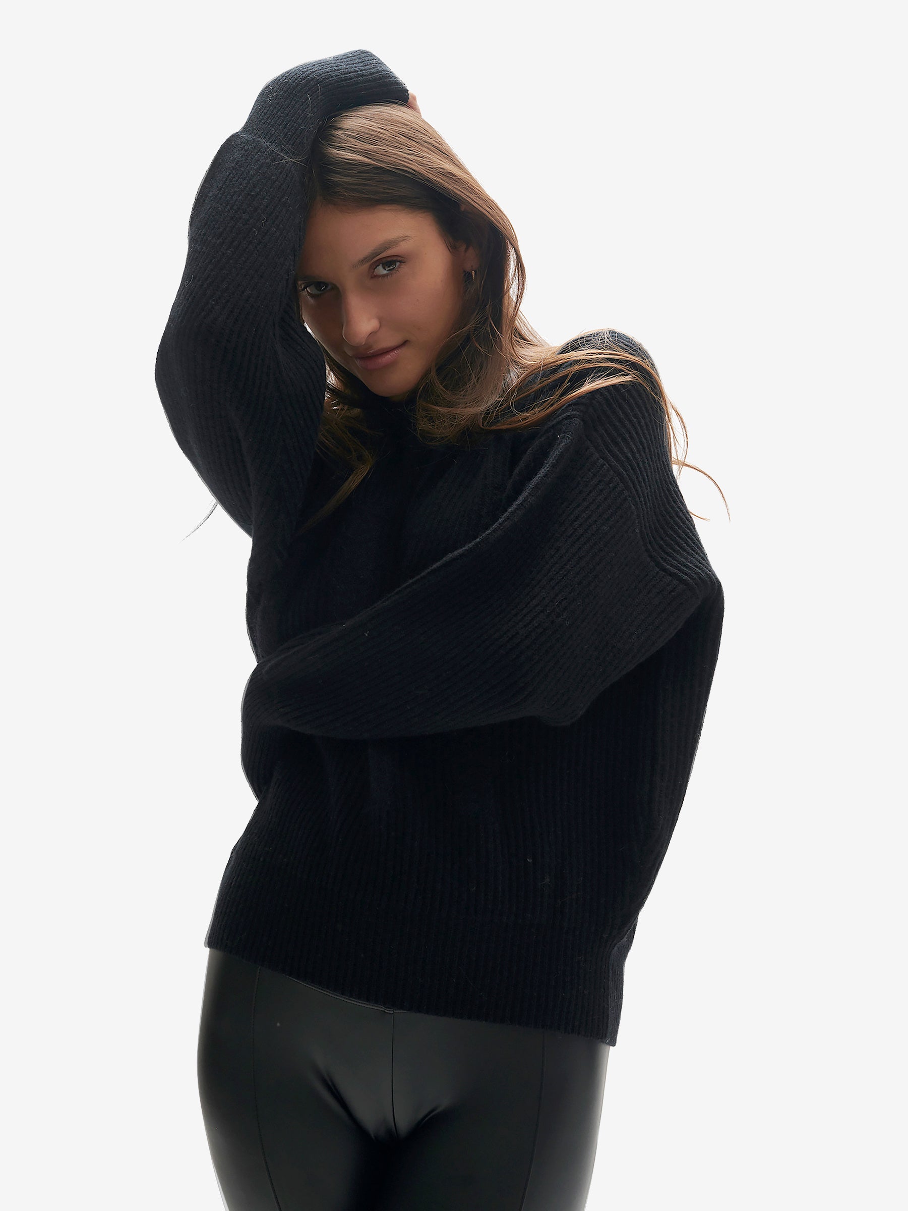 Woman WOOL ICON SWEATER - Black - front
