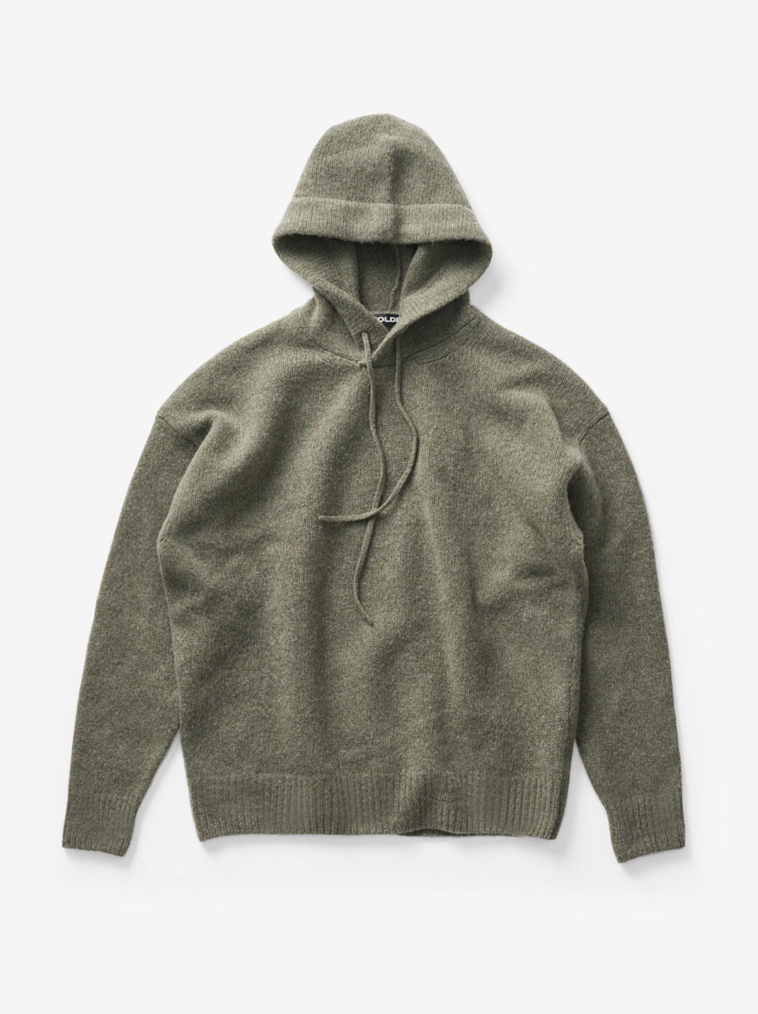 WOOL KNIT HOODIE - Stone Green - flat lay - front
