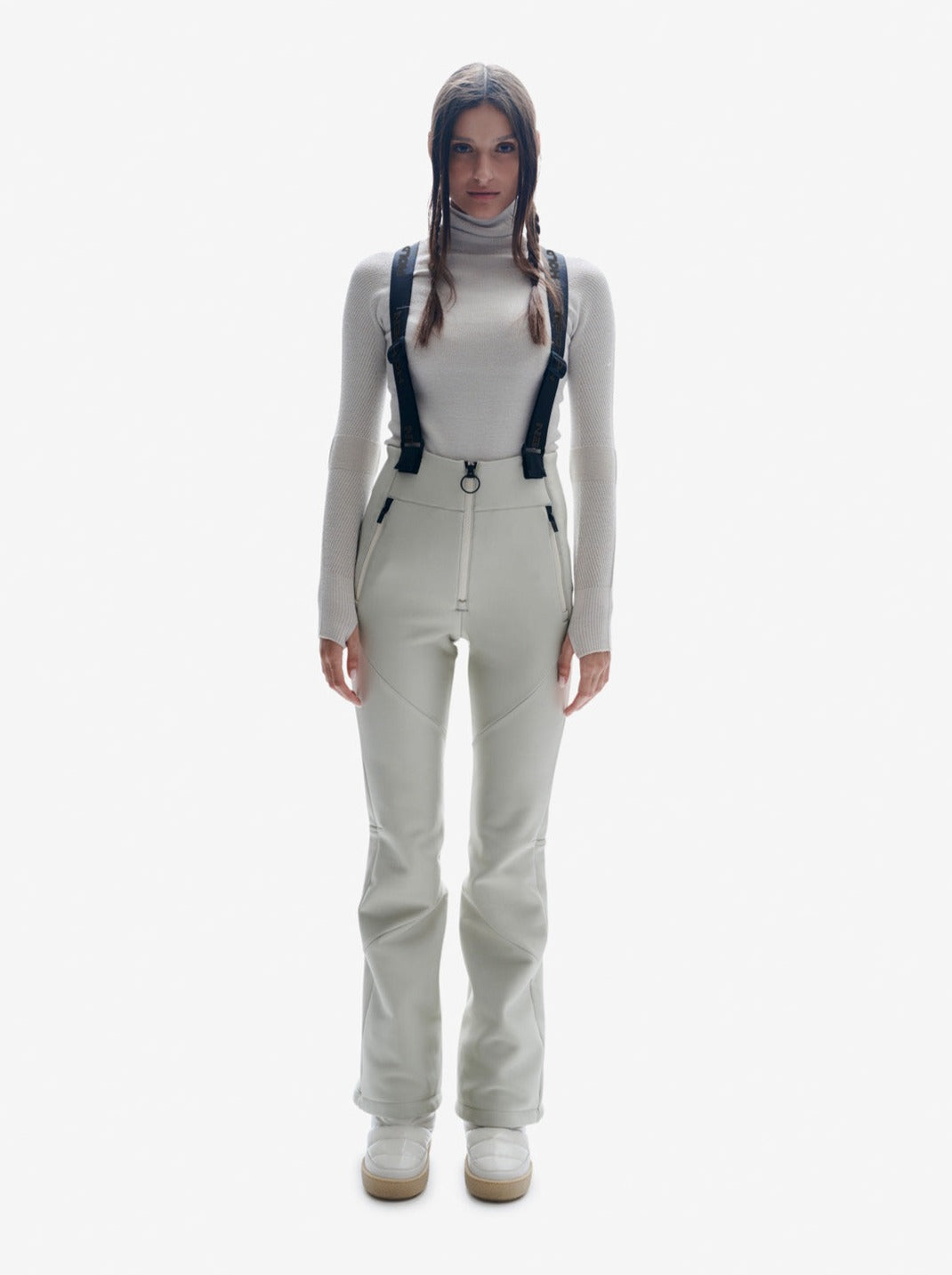 Women's Highwaisted Stretch Ski Pants - Pearl - front