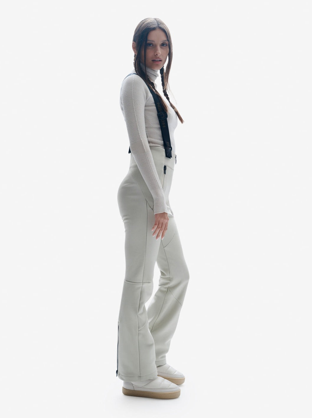 Women's Highwaisted Stretch Ski Pants - Pearl - right side