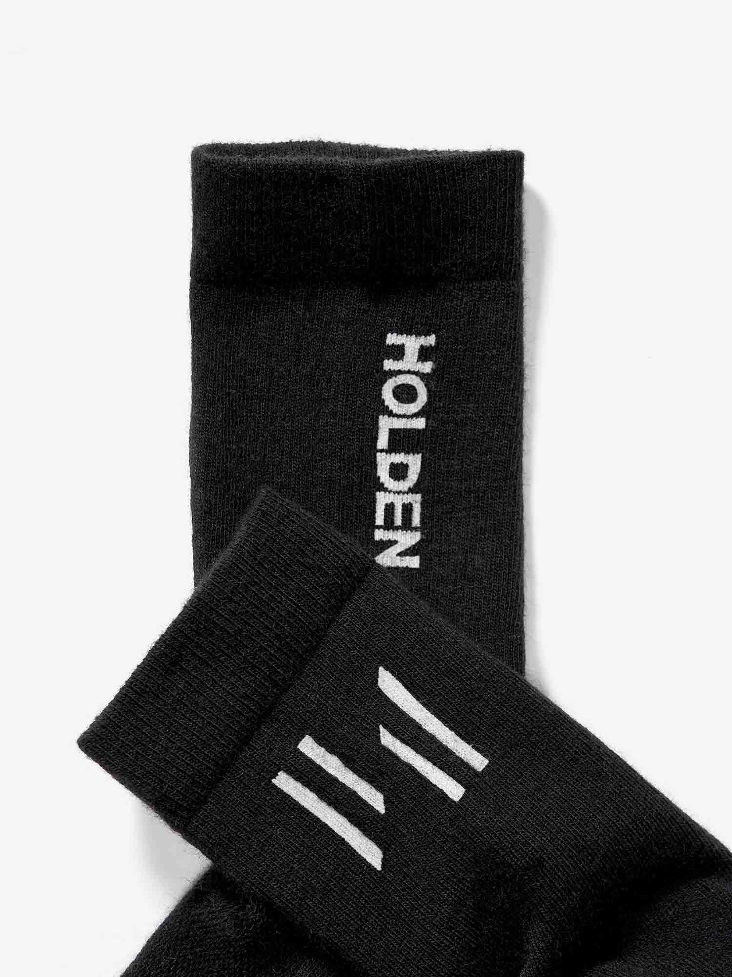 Merino Performance Sock - Black - logo detail