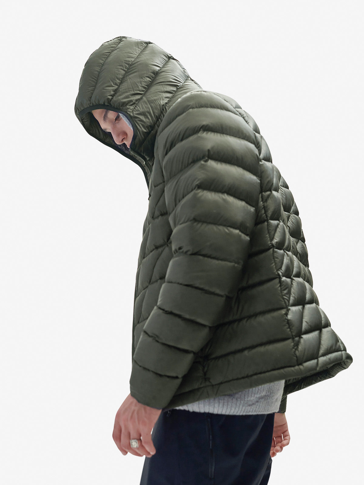 M PACKABLE DOWN JACKET - Stone Green