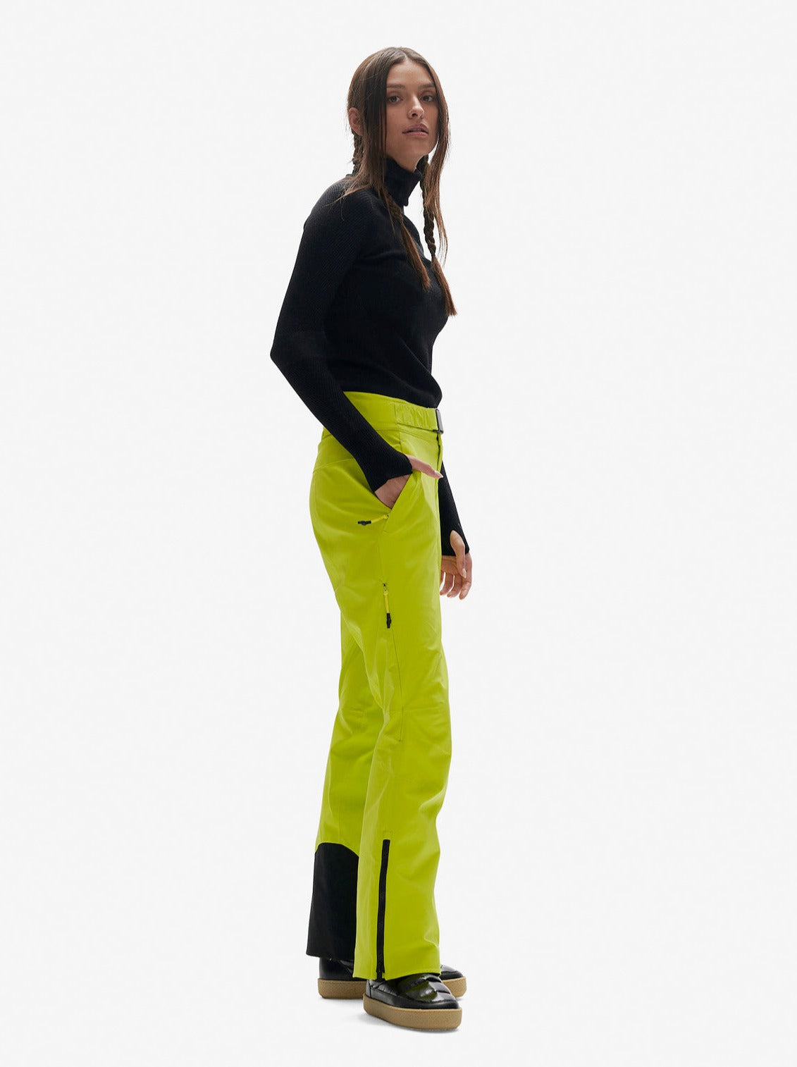 Women's Belted Alpine Ski Pants - Mineral Yellow - side