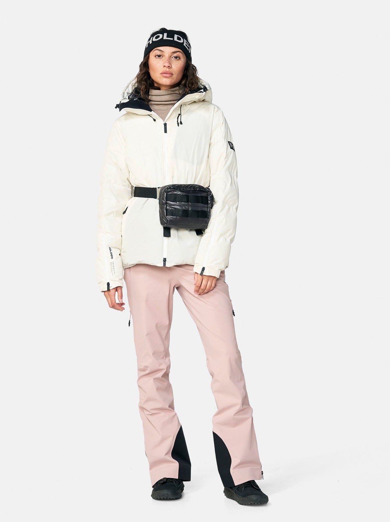 Belted Down Jacket - Pearl - front