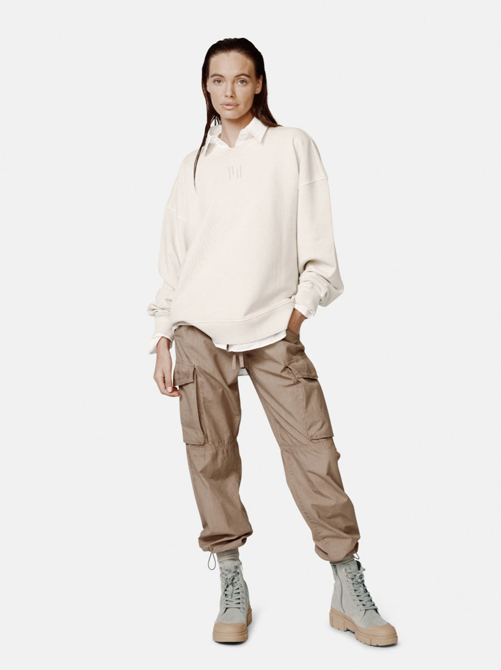 U Oversized French Terry Crew - Hay