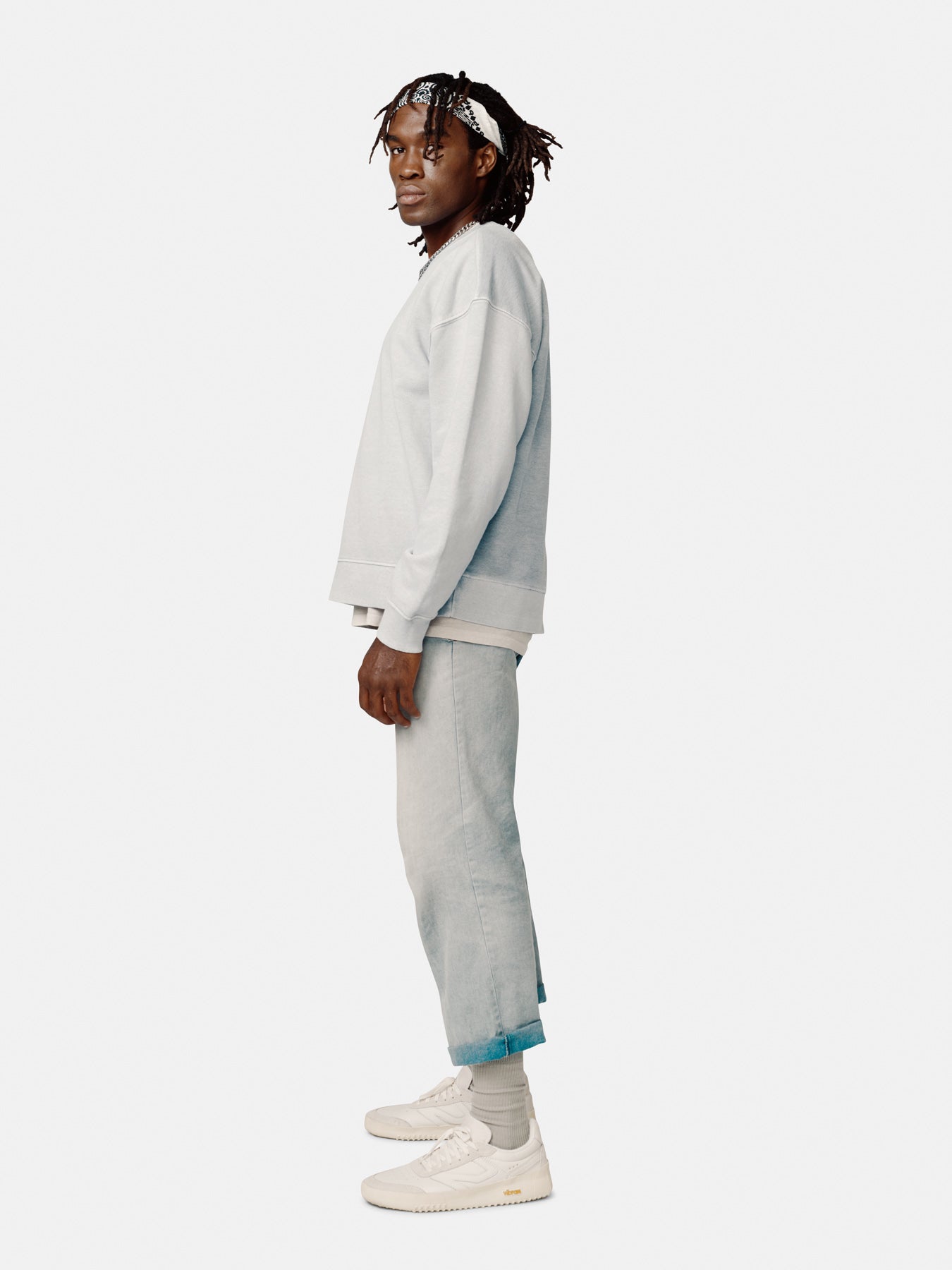 Unisex Oversized French Terry Crew - Quarry - side