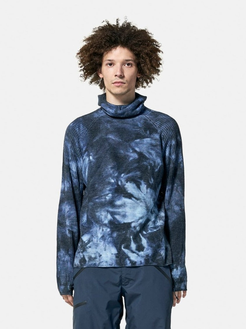 Man Balaclava Sweater - Navy Wave Dye - front