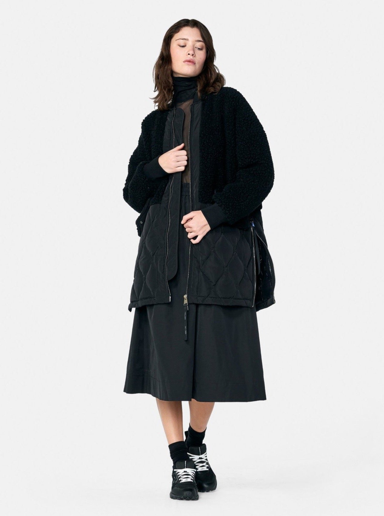 Woman Long Wool Bomber - Black